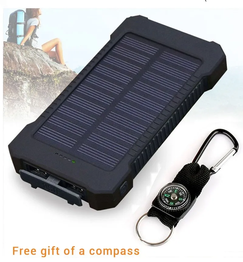

Solar Power Bank Waterproof 30000mAh for Xiaomi Smartphone with LED Light Solar Charger USB Powerbank Ports For iphone 8 X