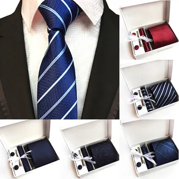 

Necktie Set 4 Pcs Men Floral Neck Tie Plaid Tie Men's Fashion Multi-color Gift Box Tie Suit Business Dress Wedding Style Tie