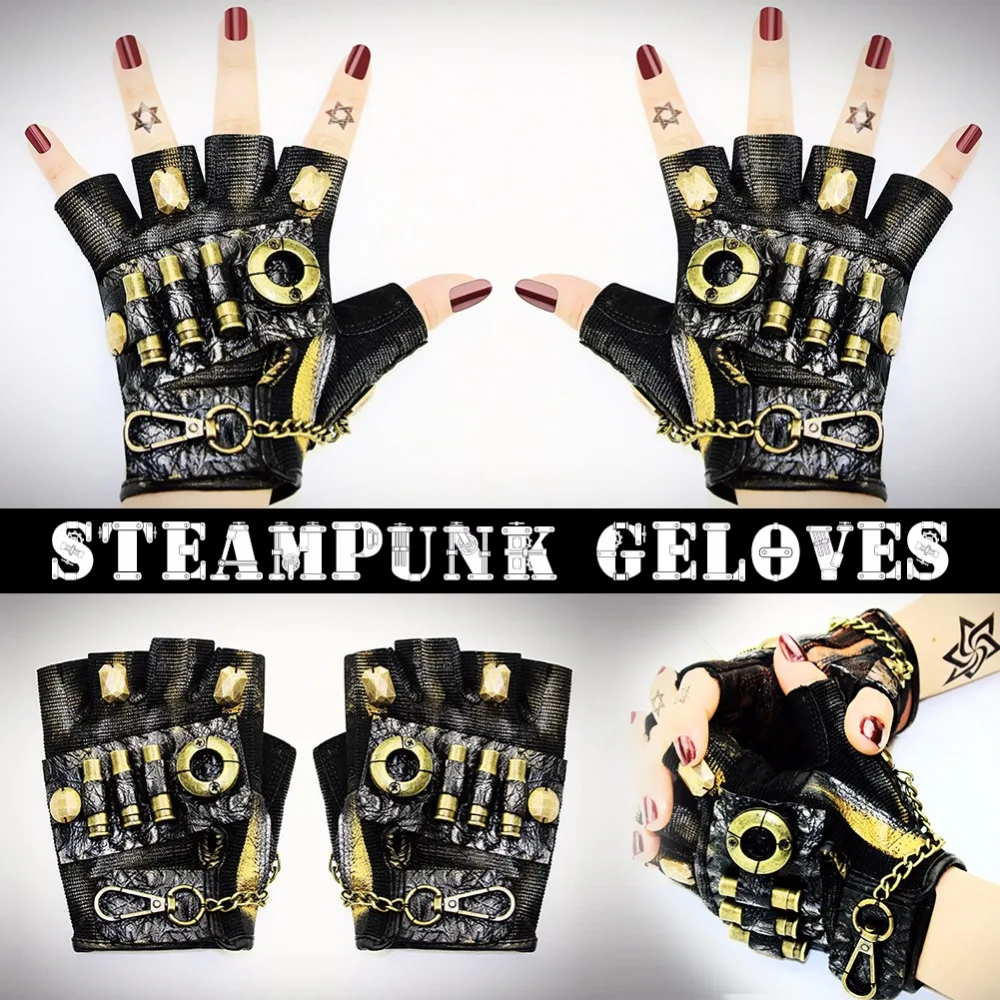 

GEAR DUKE steam punk locomotive, rock wool, neutral half finger glove Gothic party Cosplay props