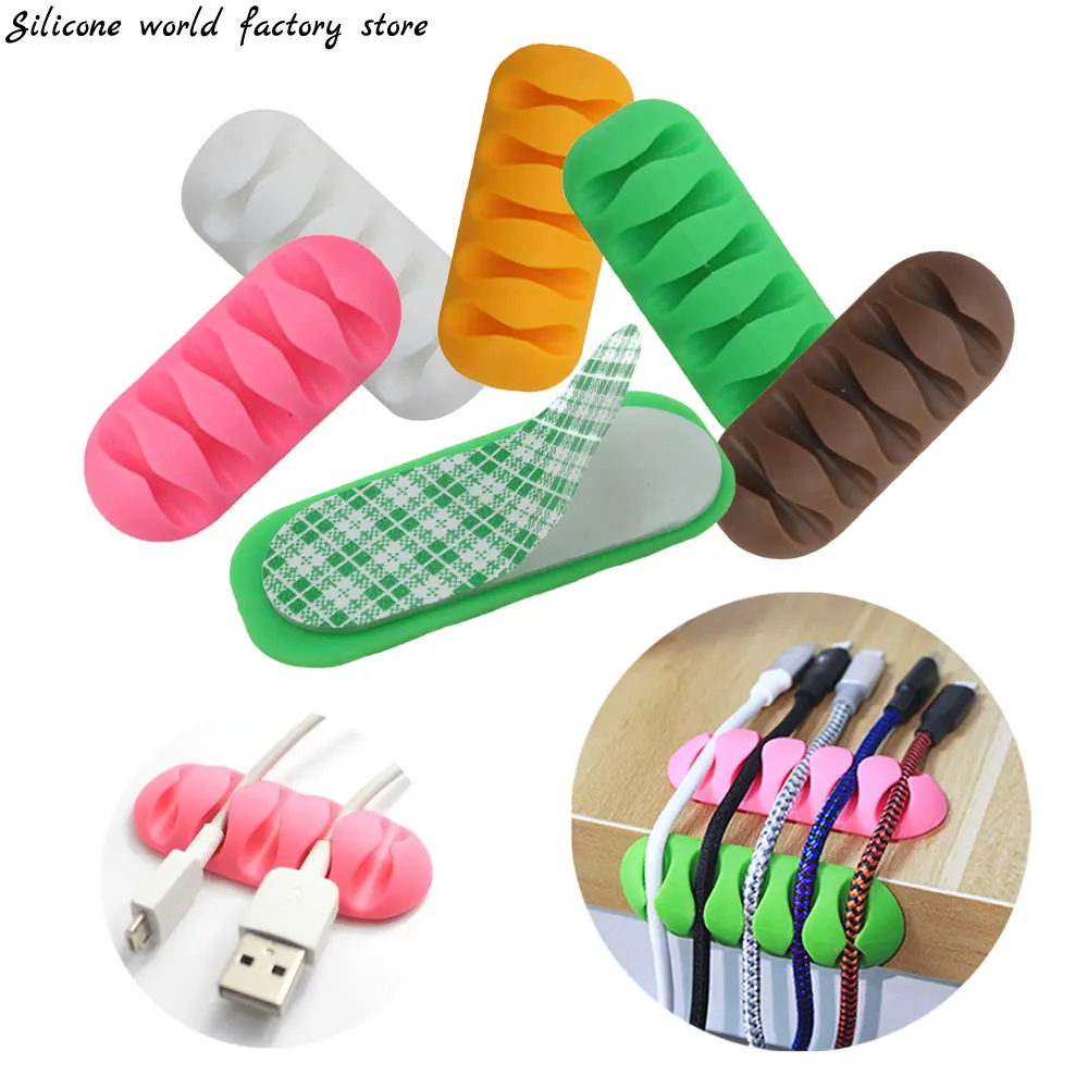 Silicone world Cable Winder Organizer Cable Clip Desk Tidy Organiser Wire Cord USB Charger Cord Holder Organizer Holder Secure