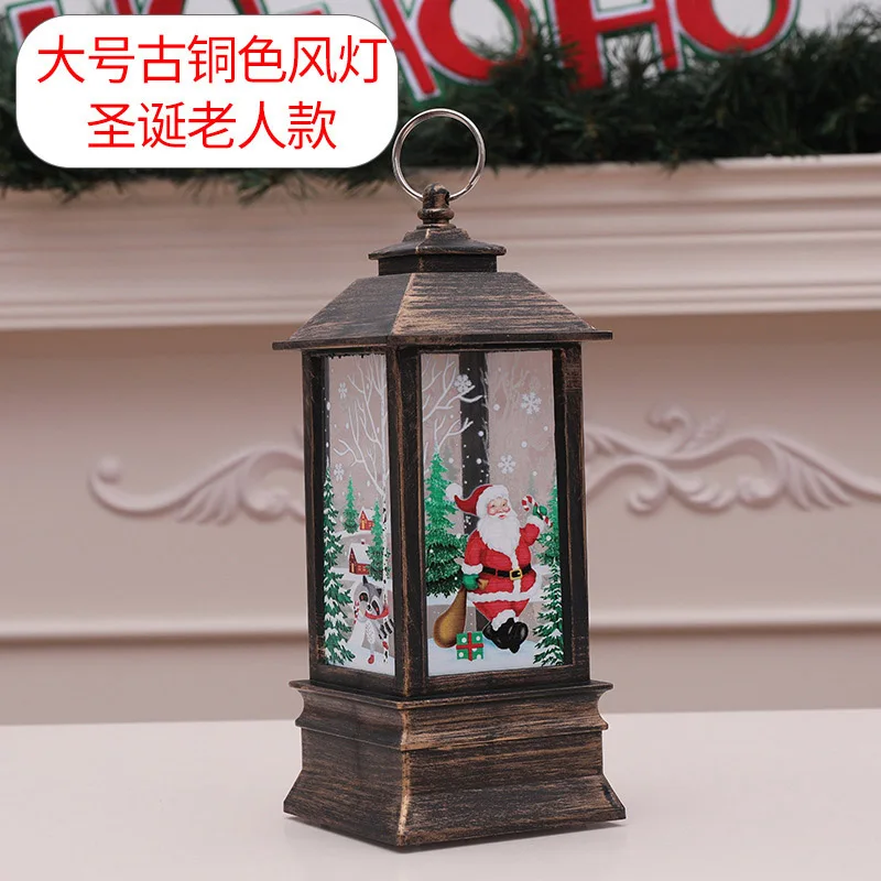 Bronze-Santa Claus-L Светодиодный фонарь, чайный светильник, фонарь, рождественские украшения для дома, Санта-олень, светильник со снеговиком, Navidad, украшение на год, FY0104 - Color: Bronze-Santa Claus-L