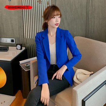 

WHWEIMENG Blazer Femme 2020 Summer Fashion Slim Blazer Women Solid Color Korean Spring Autumn Tops Blazer Feminino