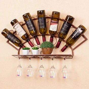 

European Creative Iron Wine Rack Wall Hanging Shelves Hanging Living Room Dining Room Modern Minimalist Goblet Shelves for Wall