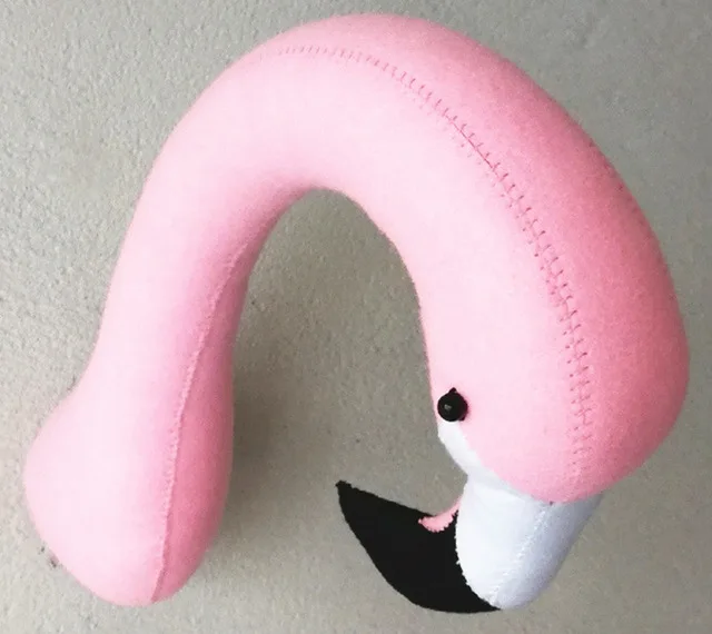 Плюшевая голова животного настенное украшение мягкие игрушки голова настенное крепление для детей Слон/Жираф/зебра спальня настенный подарок - Цвет: flamingo