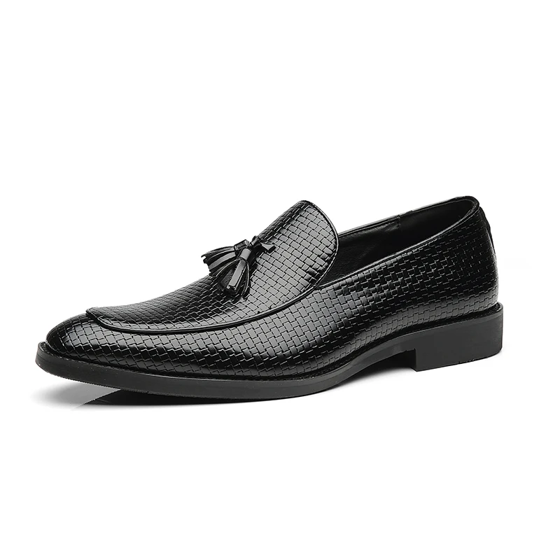 

2020 Men Dress Shoes Vintage British Style Artificial Leather Slip On Men Wedding Shoes Tassel Loafers Plus Size 38-48