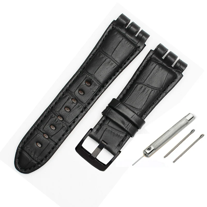 Black bamboo PIN BK Высокое качество Роскошный ремешок для часов из натуральной кожи для часы swatch группы 23 мм ремешок Мужские кварцевые часы-браслет - Цвет ремешка: Black bamboo PIN BK