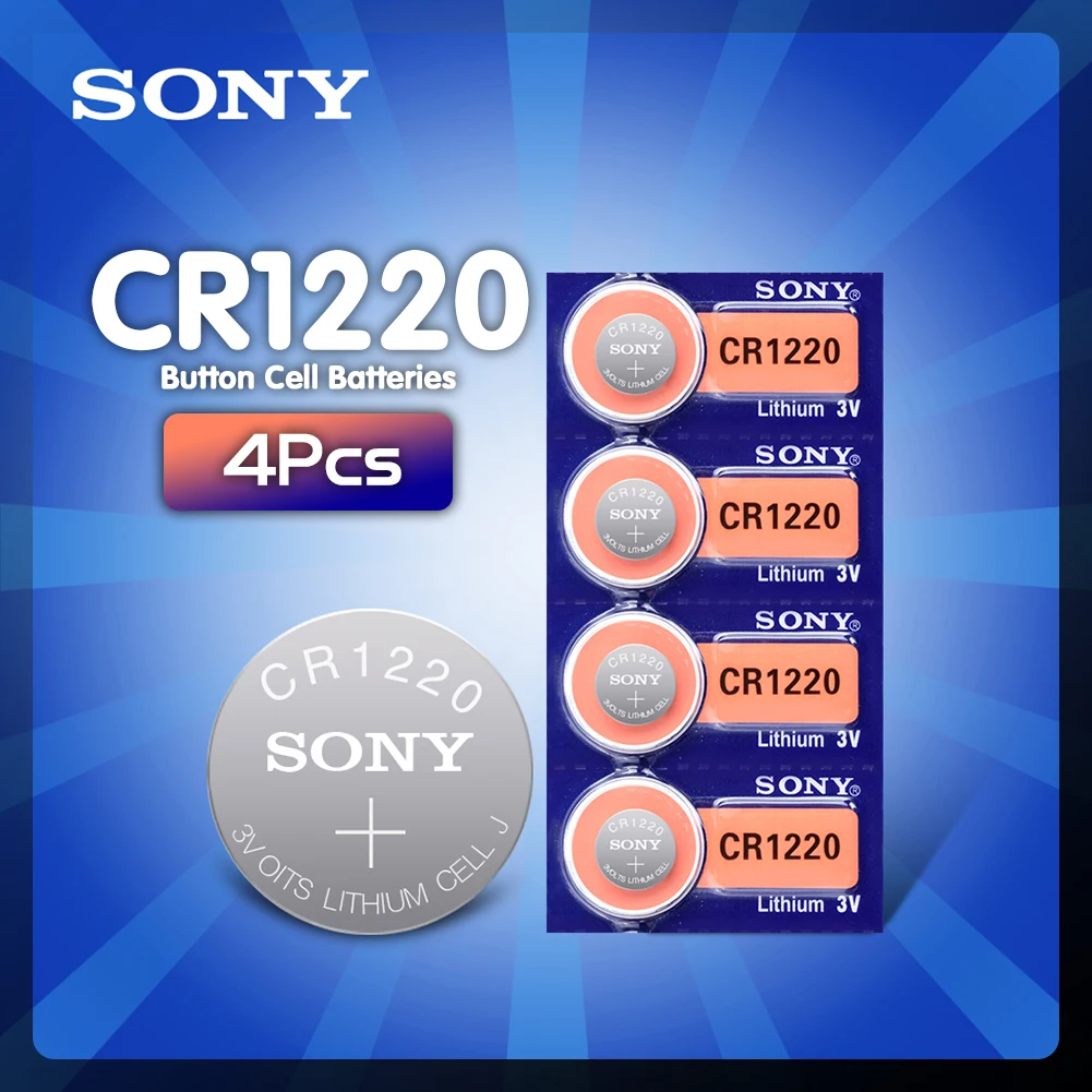 Кнопочные батареи Sony CR1220 4 шт. DL1220 BR1220 LM1220 литиевая батарея 3 в CR 1220 для часов