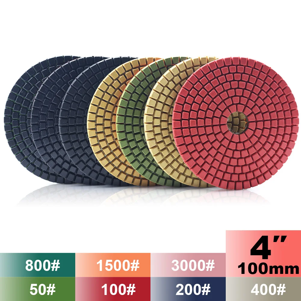 

Free shipping wet use 100mm granite and quartz diamond polishing pads 4 inch for marble quartz