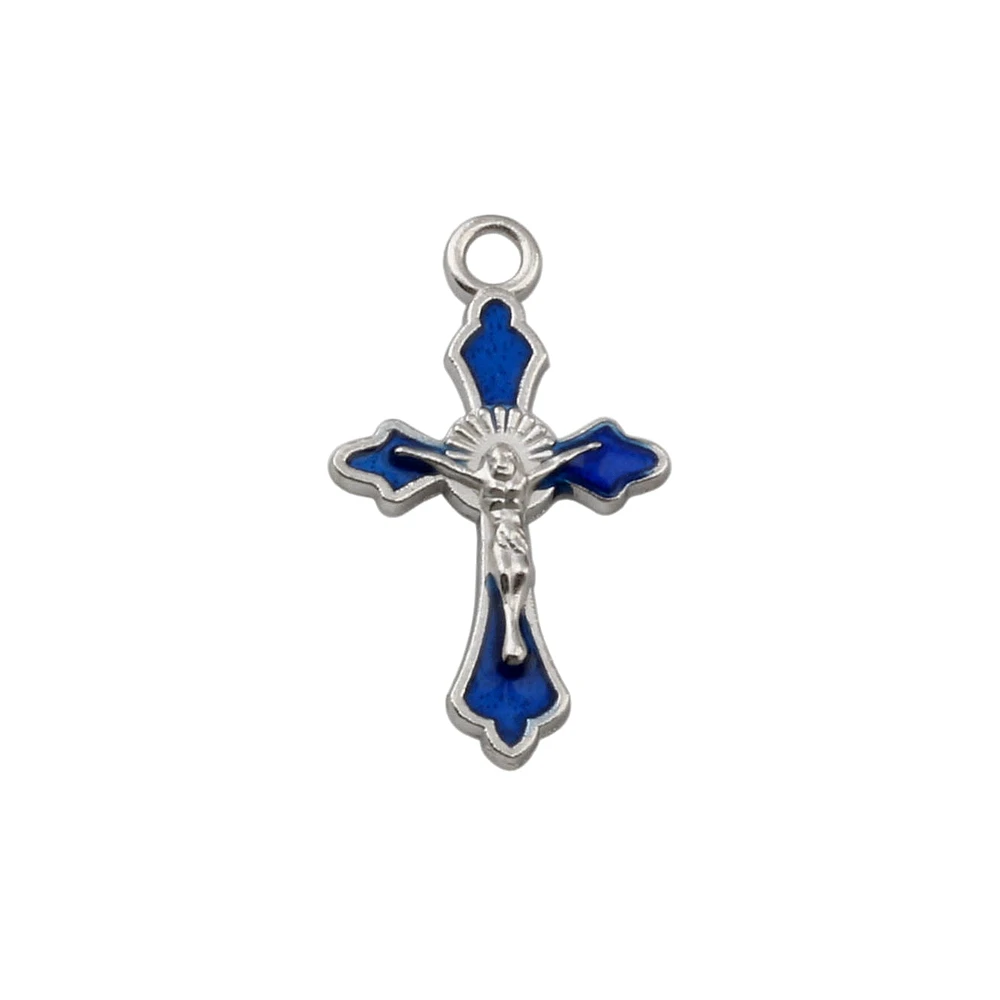 100Pcs Mix Color Enamel Crucifix Cross Charm Pendants For Jewelry Making Findings 17.5*30.5mm  A-656
