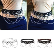 

Women Body Chain Waist Belt Leather Gothic Punk Adjustable Waist Strap