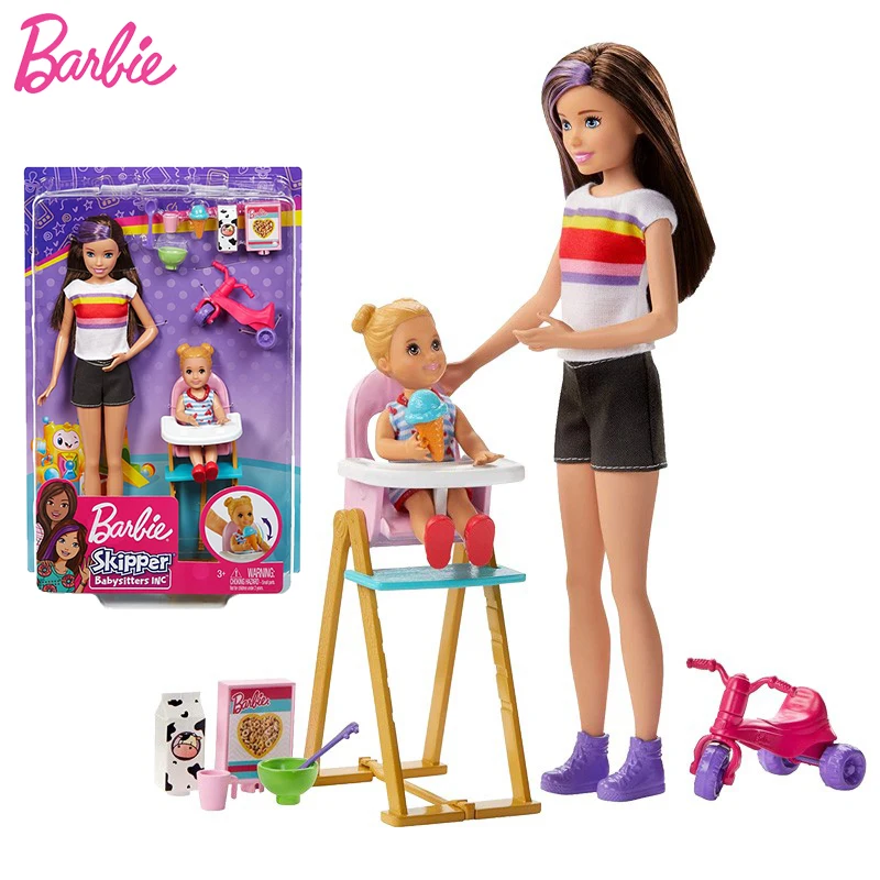 Original Barbie Dolls Babysitting with Accessories Barbie Dolls for Girls Baby Care Feeding Toddler Dolls Toys for Children Gift 3dsway 2pc 3d printer parts extruder e3d v6 heat break hotend throat all metal with ptfe thread for 1 75mm filament feeding tube