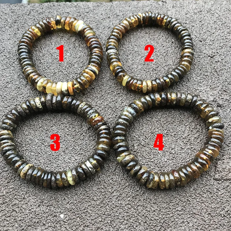 Yoowei New Green Amber Bracelet for Adult Gift Unique Handmade Plant Beads Resin Smell Natural Amber Healing Jewelry Wholesale