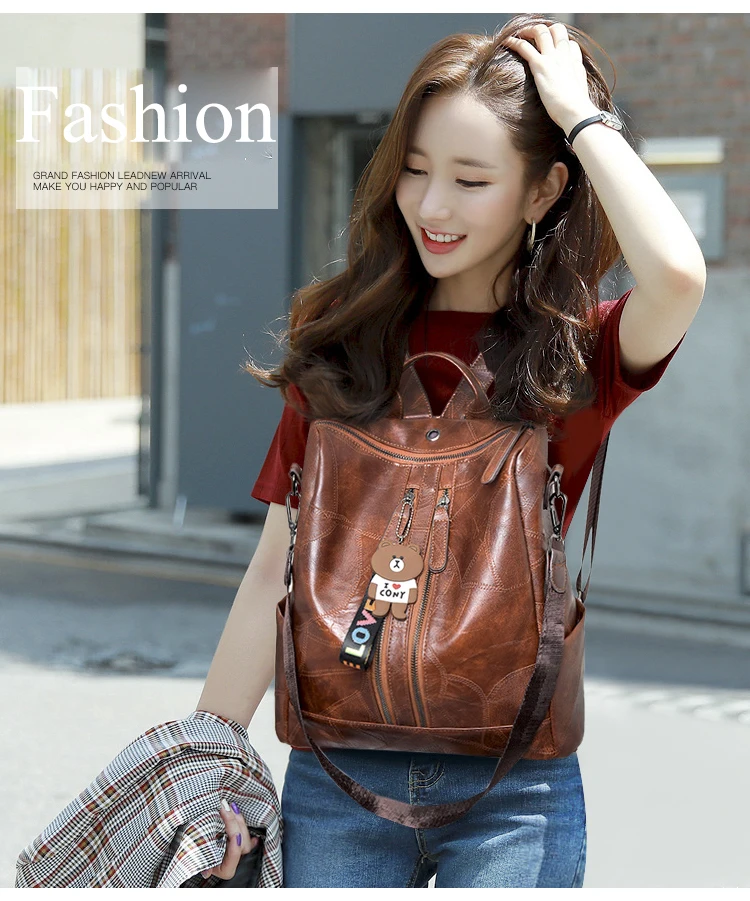 CESHA Luxury Designer Backpack Women Durable PU Leather Women Backpack Pretty Style Girls Schoolbag Women's Bag Daypack Backpack