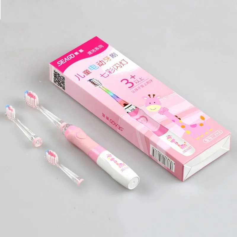 SEAGO children's electric toothbrush LED sonic kid's toothbrush with smart timer soft toothbrush Pink Green 2020 new for 3-12 ye SEAGO children's electric toothbrush LED sonic kid's toothbrush with smart timer soft toothbrush Pink Green 2020 new for 3-12 ye
