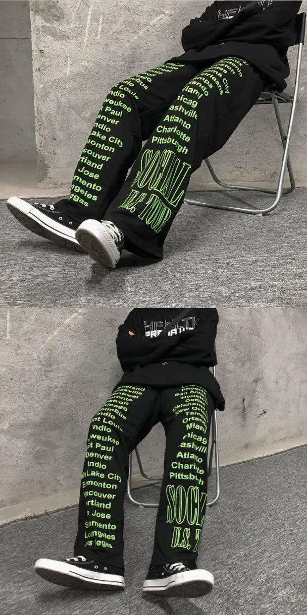 calça de estilo harajuku de cintura alta