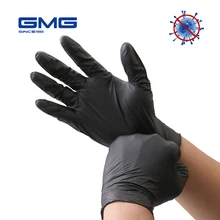 Guantes de nitrilo negros 100 unids/lote de grado alimenticio, guantes de seguridad desechables antialérgicos, guantes de seguridad para el trabajo, guantes mecánicos de nitrilo