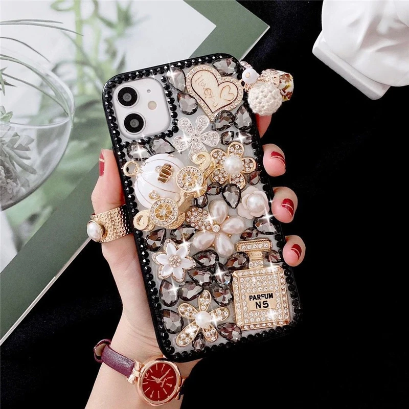 

Rhinestone Glitter Phone Case Soft Silicone for OPPO A15/A35 2021/A15S Pumpkin Car Diamond Cover A55/A54 4G/Realme V115G/A53