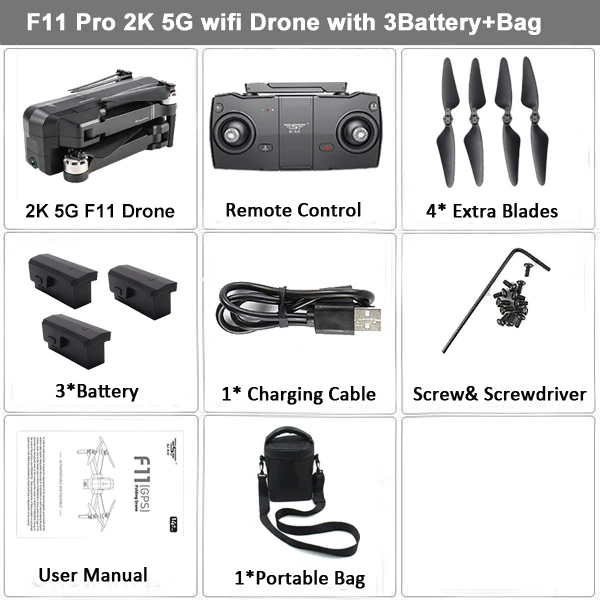 SJRC F11 GPS 5G WiFi FPV с камерой 1080P Бесщеточный Quadcopter 25 мин. Время полета Жест Складная рукоятка Selfie RC Dron VS CG033 - Цвет: 2K 3B Bag