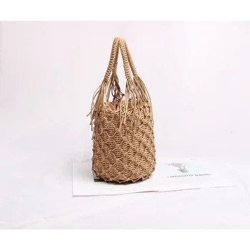 

Women Straw Bag Summer Hollow Handmade Bucket Bag Beach Street Party HandBags Bohemia Bolsas Femininas