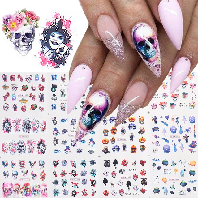 Framed Skulls - Water Decal Nail Art - Hermit Werds