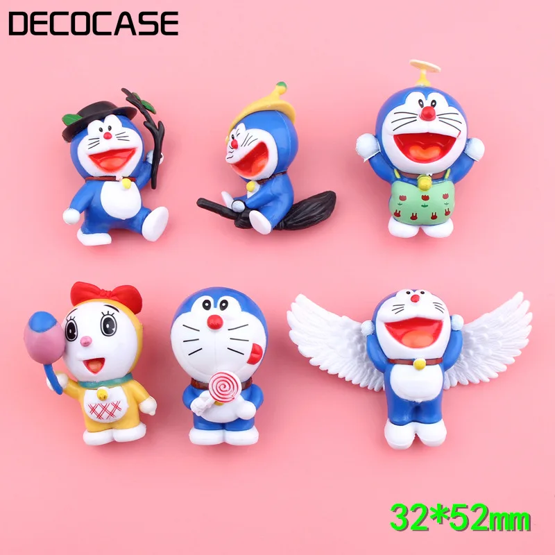

Kuutti 6pcs Dora Blue Cat Anime Figurines Keychain Charm Kits Crafts Ornaments Decoration Phone Case DIY Accessories