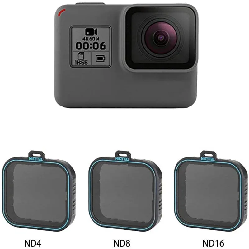 

Telesin 3 Pack ND Lens Protector Kit Set ND4 ND8 ND16 Neutral Density Filter for GoPro Hero 5 6 7 Black Camera Accessories