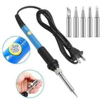 

15Pcs 60W Adjustable Temperature Soldering Iron Welding Iron Tips Tin Tube Set