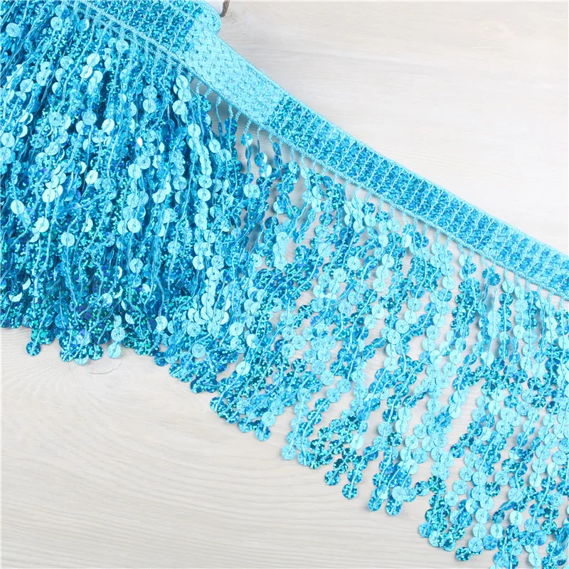 

10 yards/lots Lake Blue fringe lace tassel trimming fringe tassels polyester Latin dance costume dress decoration lace ribbon