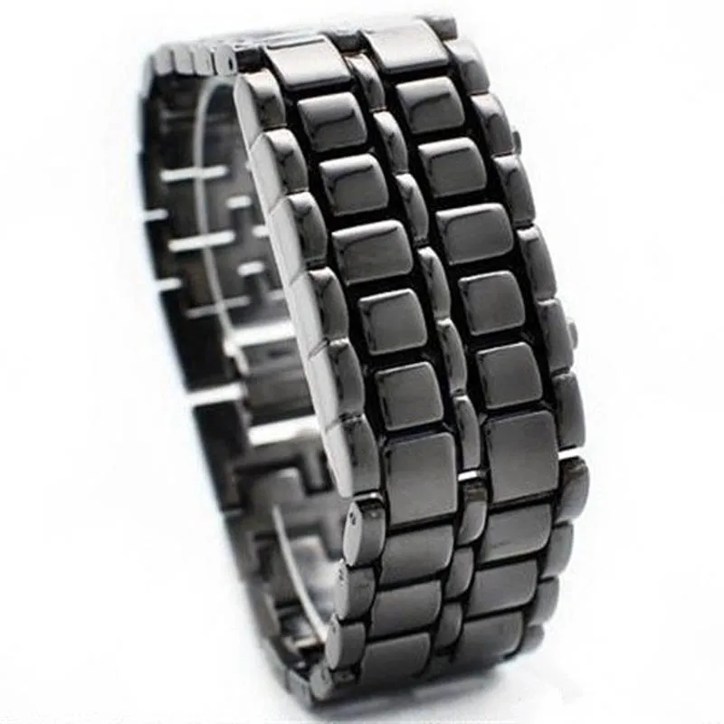 Lava Iron Samurai Men's Watch Luxury Stainless Steel Band LED Watches Date Hour Punk Bracelet Sport Wristwatches reloj hombre