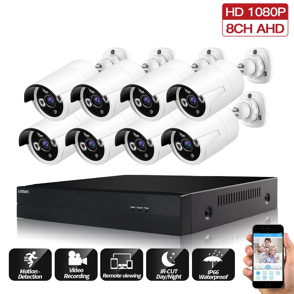 

1080P 8CH HD AHD DVR System Kit 2000TVL 2MP IR Night Outdoor Weatherproof Camera CCTV HOME Security Kits 1TB 2TB HDD Optional
