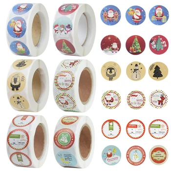 

500Pcs/roll Merry Christmas Cartoon Santa Snowman Seal Labels DIY New Year Gift Posted Baking Decoration Stationery Stickers