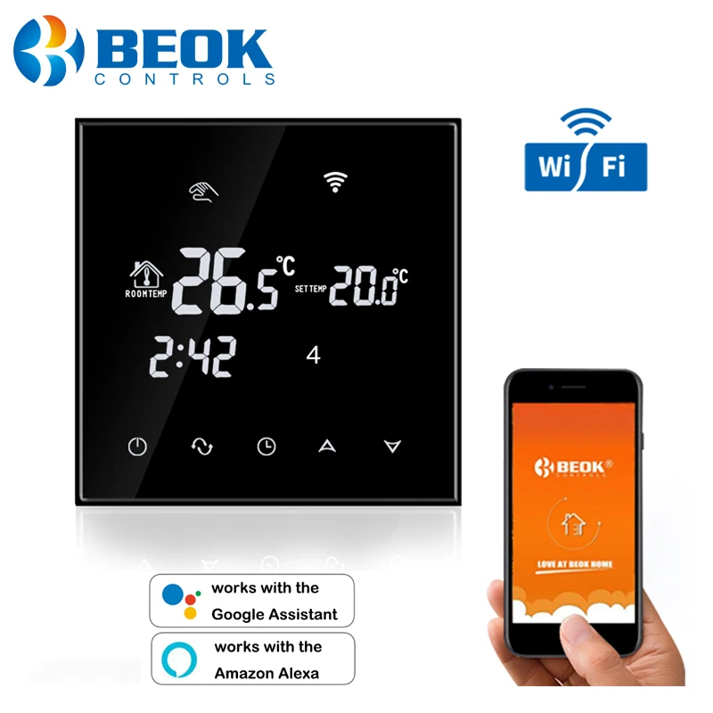 Beok Wifi Thermostat for Electrical/Water Floor Heating Temperature Controller Smart Thermostat