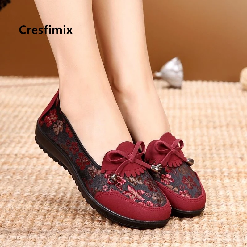 Cresfimix zapatos de mujer women classic wine red slip on flat shoes lady cool black ballet shoes brown retro dance shoes a5527 slingback designer shoes Flats