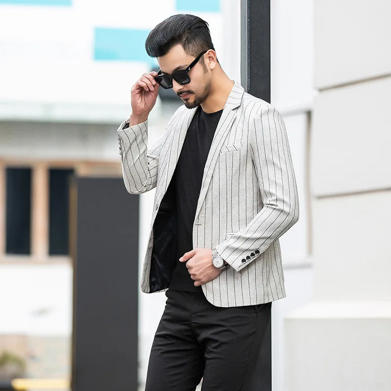 Zogaa 2019 New Men's Smart Casual Suits Men's Slim Men's Blazer Suits Men's Korean Style Striped 3 Color Men's Small Suits Zogaa 2019 New Men's Smart Casual Suits Men's Slim Men's Blazer Suits Men's Korean Style Striped 3 Color Men's Small Suits