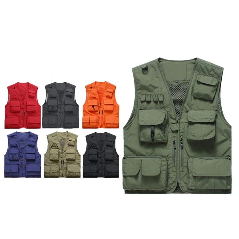 Outdoor Fishing Vests Quick Dry Breathable Multi Pocket Mesh Jackets