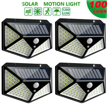 

100/114 LED Solar Power PIR Motion Sensor Wall Light Outdoor Garden Lamp Waterproof
