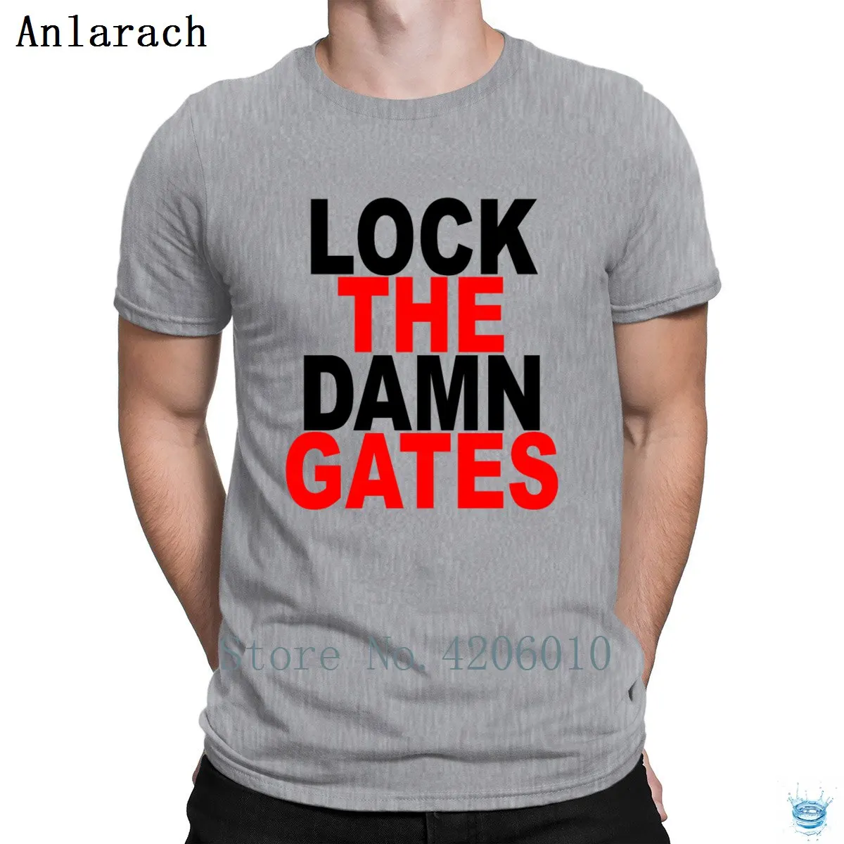 Футболка с надписью «Lock The Damn Gates» для всей семьи, на заказ, известная кавайная Мужская футболка, хлопок, Homme, весна-осень, Anlarach, Классическая