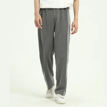 

Male Streetstyle Retro Fashion Loose Wide Leg Trousers Japan Korea Streetwear Straight Pants Men Side Splice Casual Suit Pant