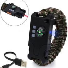 Аварийный Паракорд перезаряжаемый браслет шнур для выживания с SOS светодиодный светильник тактический Браслет отражатель для кемпинга пешего туризма