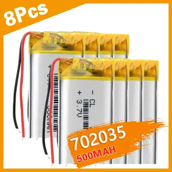 

3/4/8PCS 500mAh 702035 Polymer Rechargeable Battery Accumulator Li ion lipo cell 3.7V For Toy MP3 MP4 MP5 GPS BT Speaker Headse