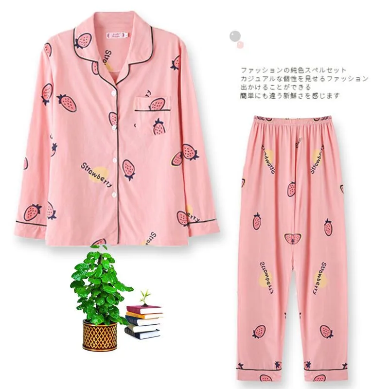 New Women Pajamas Sets Cotton Long Sleeve Autumn Winter Sleepwear Cute Ladies Girl Pijamas Mujer Adult Home Clothes - Цвет: XJ095