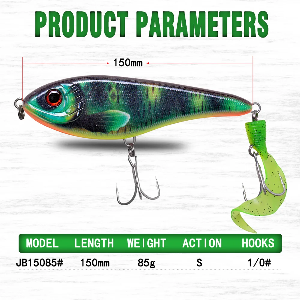 jerk bait with soft tail fishing lure for pike 150mm 85g CFLURE Muskie Pike  Big VIB Fishing Lure Hard Jerk bait 24 Colors - AliExpress