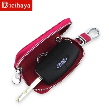 

DICIHAYA Women key bag plaid print small zipper car Key case pink gold black orange blue car key case