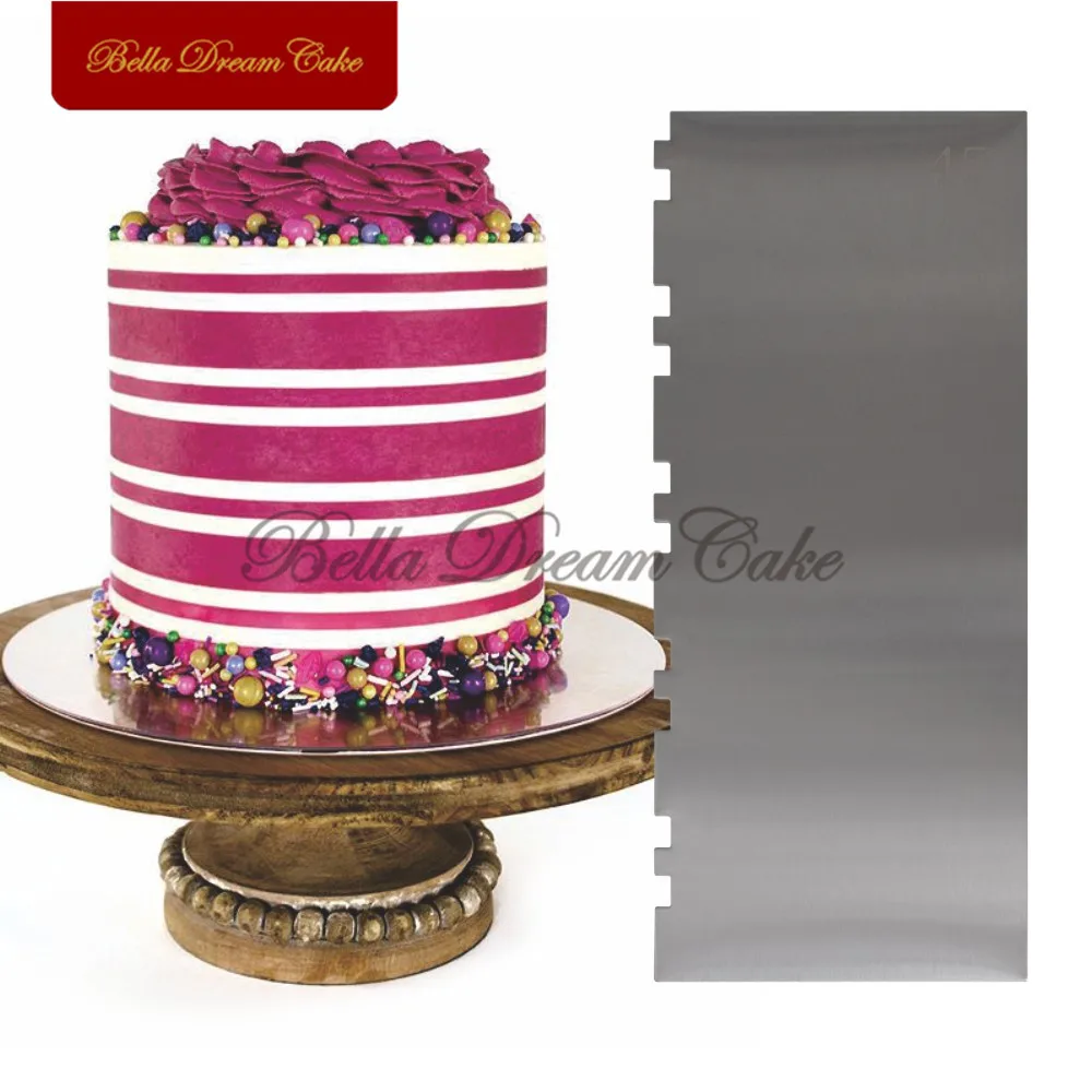 

10" Stripe Stainless Steel Cake Comb Scraper For Royal Icing Buttercream Smoother Cake Spatulas Cake Decorating Tool Bakeware