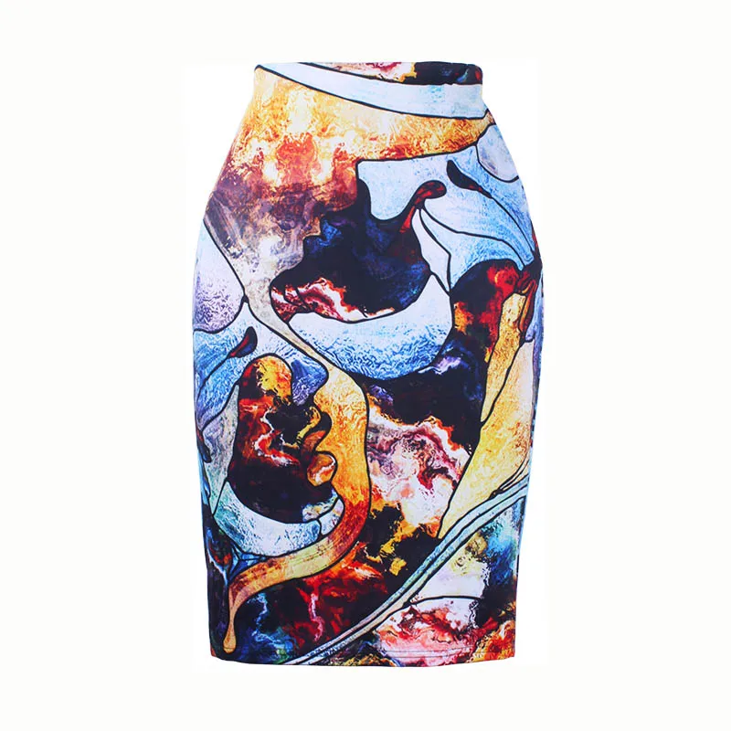 S-4XL, Женская юбка-карандаш, ретро, Национальный цветочный узор, модные штаны средней длины для девочек, плюс размер, облегающее платье - Цвет: WWP098
