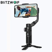BlitzWolf BW-BS14 Pro – stabilisateur de caméra à cardan 3 axes portatif, trépied pliable, bâton de Selfie pour Smartphone, Vlog live, enregistrement vidéo