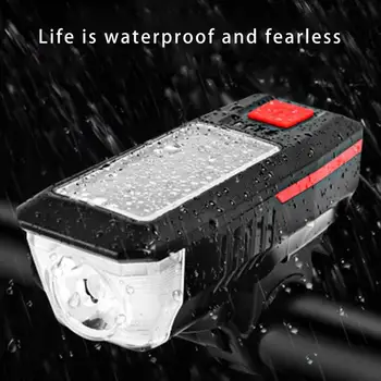 

Bicycle Bell With Light 2000mAh USB Rechargeable Solar Power 3 modes LED Front Light Solar Energy LED Bike Lamp