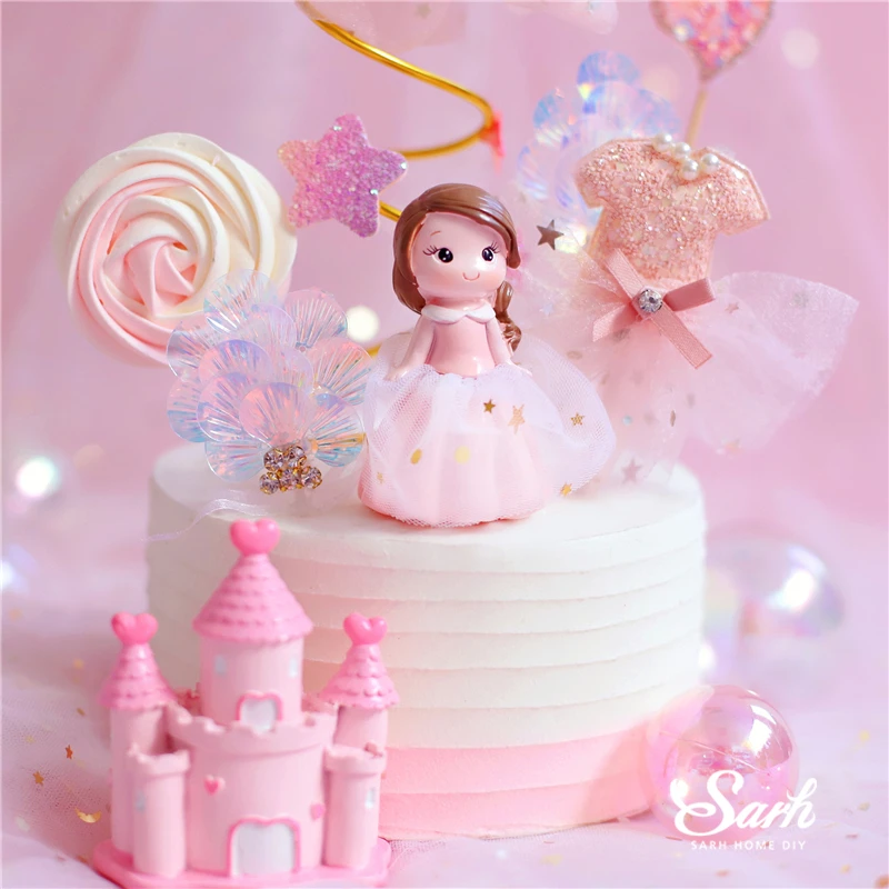 Спиральная пряжа звезда Топпер для торта «С Днем Рождения» розовая Марля Принцесса Декор сказочный замок свадебные принадлежности для выпечки Любовь Подарки