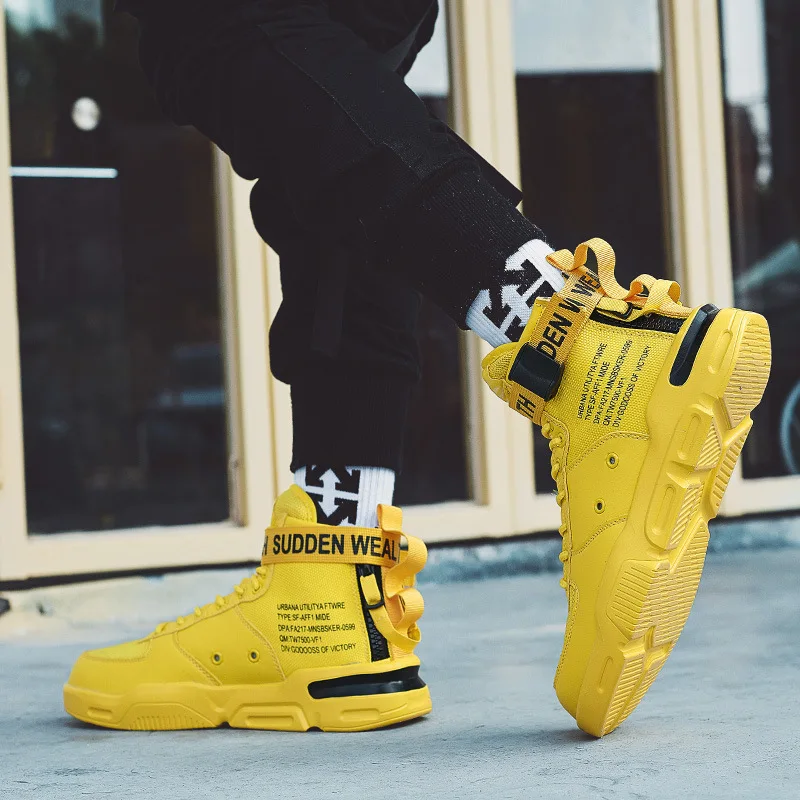 2019 New Sports Shoes Men's High Help Hip Hop Shoes White Skate Shoes Sneakers Men Loafer Shoes High Top Sneakers Calzado Hombre