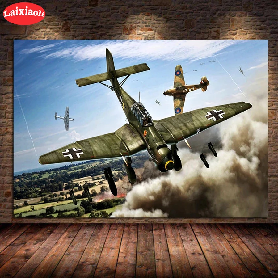 ダイヤモンド塗装爆撃機と戦闘機ww2空気バトル戦争アートフルドリル広場diyのダイヤモンドクロスステッチモザイクラウンドホーム装飾 Aliexpress ホーム ガーデン